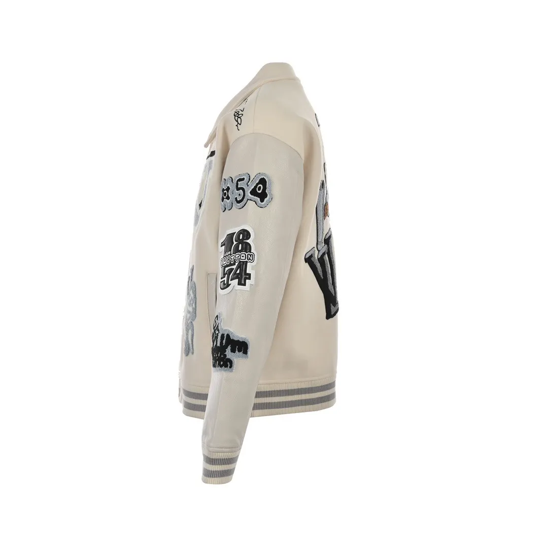 Louis Vuitton/Louis Vuitton 22Fw towel embroidered letter badge baseball jacket